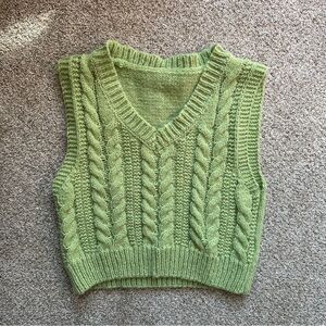 Green Cable Knit Sweater Vest